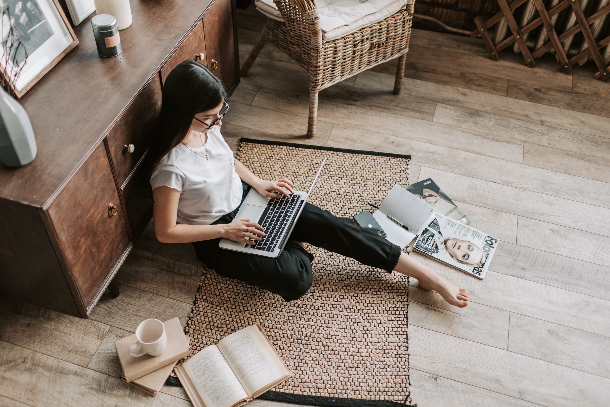 Woman working with a laptop