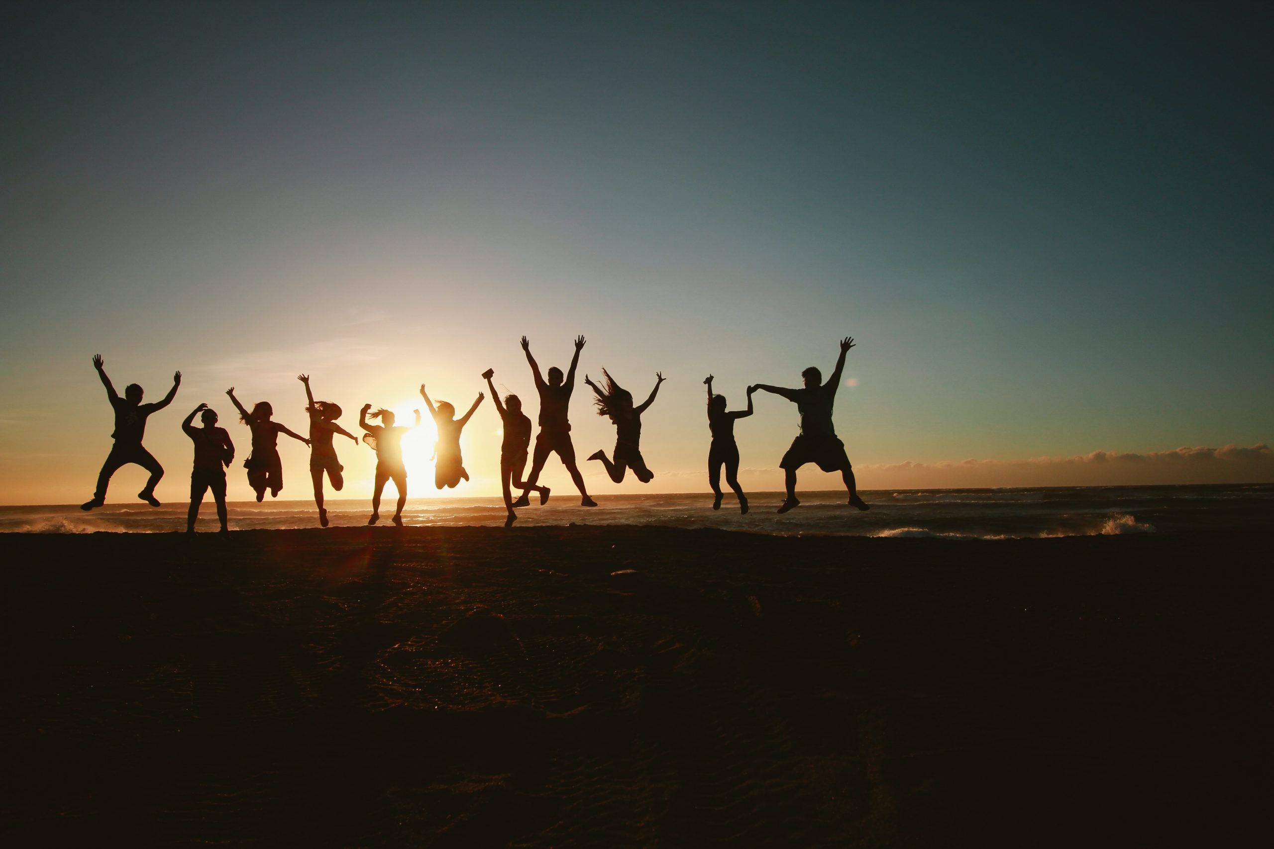 people enjoying in sunset